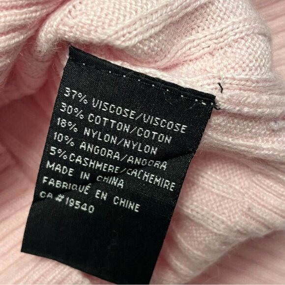 Cashmere Angora Blend Cable Knit Turtleneck Sweater Medium - Picture 3 of 6